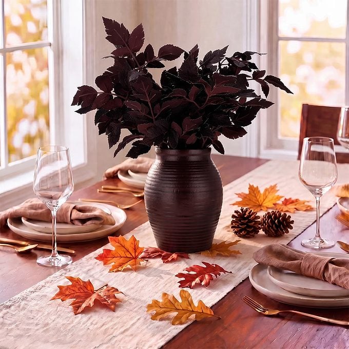 Halloween Layered Foliage Arrangement In Vase Via Walmart.com