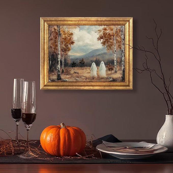 My Texas House Ghost Walk Halloween 14x11 Framed Canvas Art Print