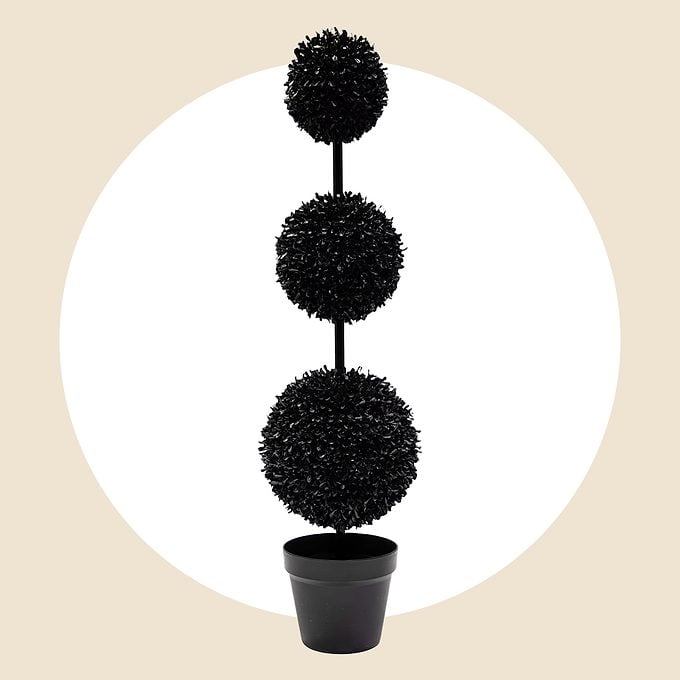 My Texas House Halloween 3 Ball Artificial Black Topiary