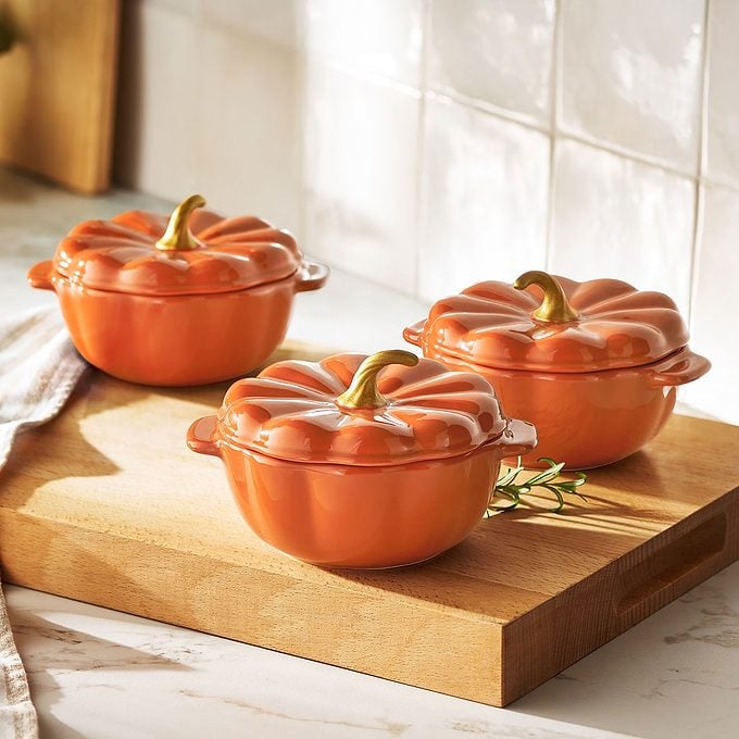 Pumpkin Stoneware Mini Cocottes With Lids